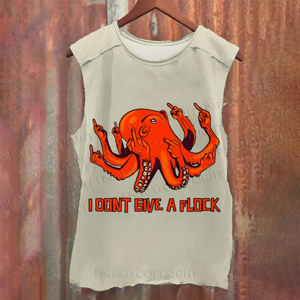 Vintage Silly Octopus Don't Give A Flock Washed Tank Top