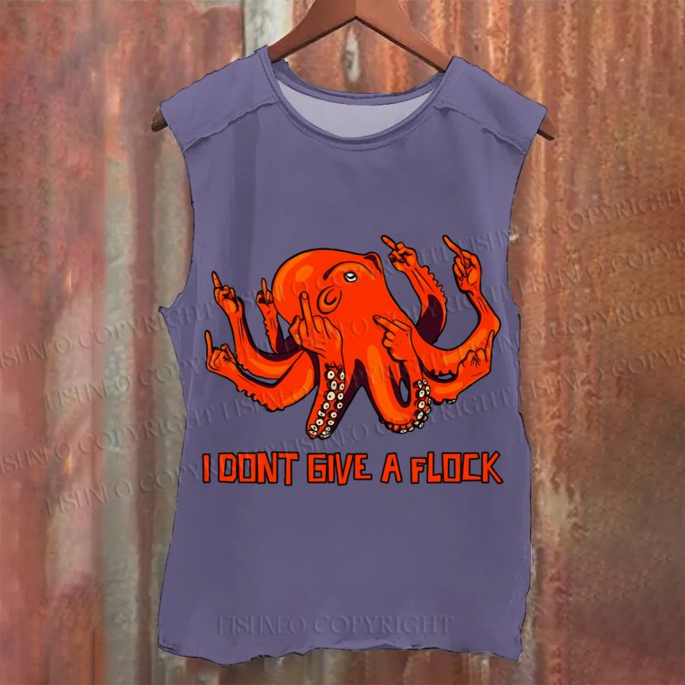 Vintage Silly Octopus Don't Give A Flock Washed Tank Top