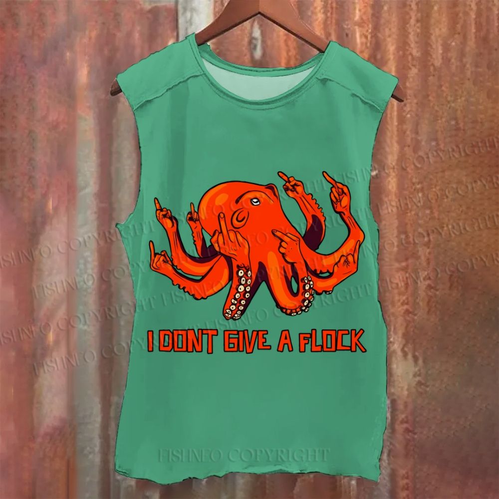 Vintage Silly Octopus Don't Give A Flock Washed Tank Top