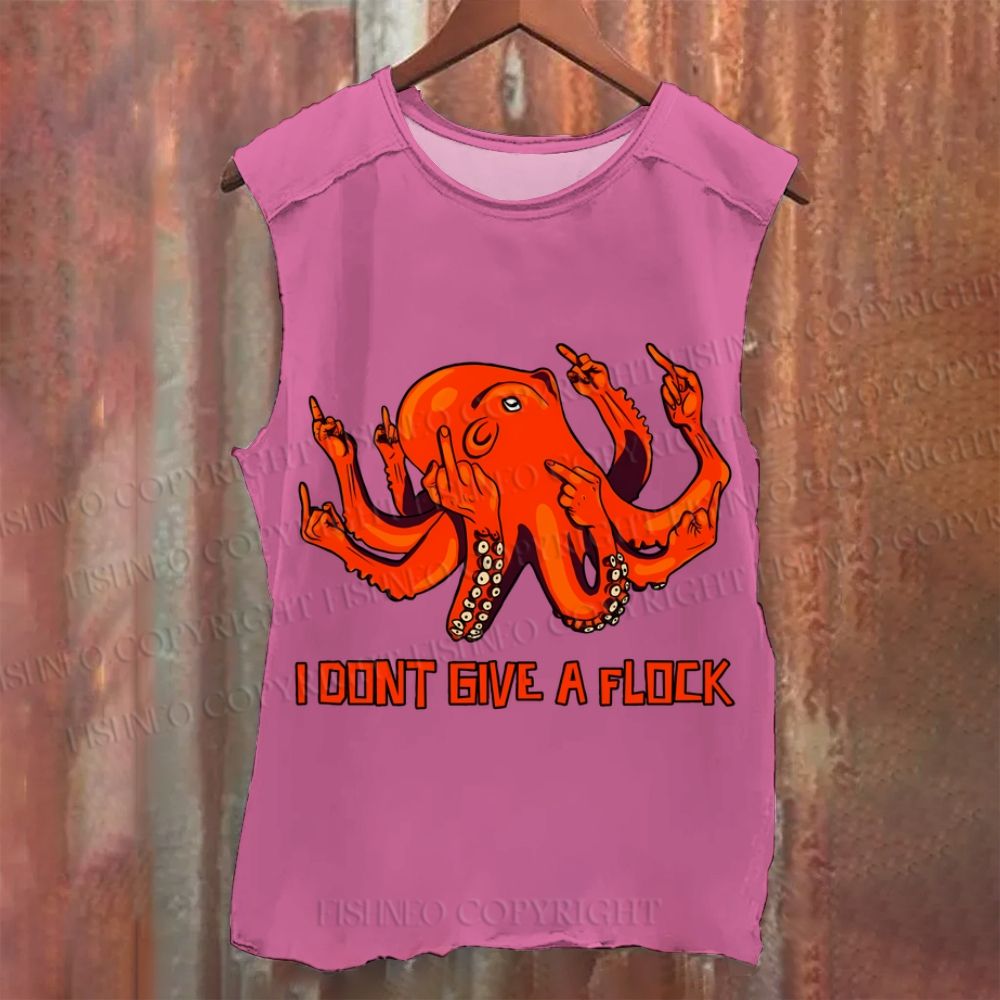 Vintage Silly Octopus Don't Give A Flock Washed Tank Top