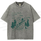 Unisex Forest Bear Playing The Guitar Printed Washed Tee