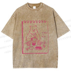 Unisex Bear's Tea Time Poster Printed Washed Tee