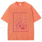 Unisex Bear's Tea Time Poster Printed Washed Tee