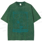 Unisex Dog Bone Coffee Cafe Poster Printed Washed Tee
