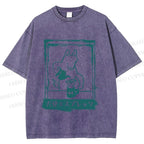 Unisex Dog Bone Coffee Cafe Poster Printed Washed Tee