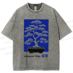 Unisex Vintage Japanese Art Potted Plant Printed Washed Tee