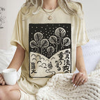 Unisex Vintage Japanese Snowing Graffiti Printed Washed Tee