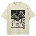 Unisex Vintage Japanese Snowing Graffiti Printed Washed Tee