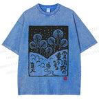 Unisex Vintage Japanese Snowing Graffiti Printed Washed Tee