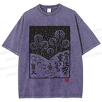 Unisex Vintage Japanese Snowing Graffiti Printed Washed Tee