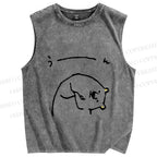 Unisex Cute Bear Graffiti Printed Washed Tank Top