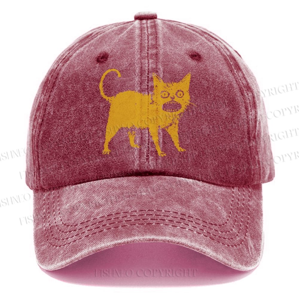 Unisex Horrible Japanese Cat Vintage Vintage Casual Washed Cap