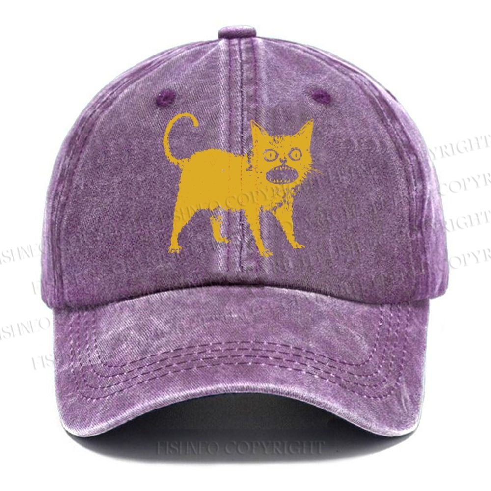 Unisex Horrible Japanese Cat Vintage Vintage Casual Washed Cap