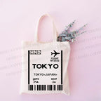 Tokyo Boarding Card Vintage Tote Bag