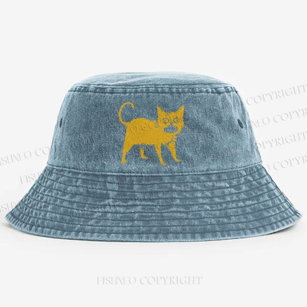 Horrible Japanese Cat Vintage Washed Bucket Hat