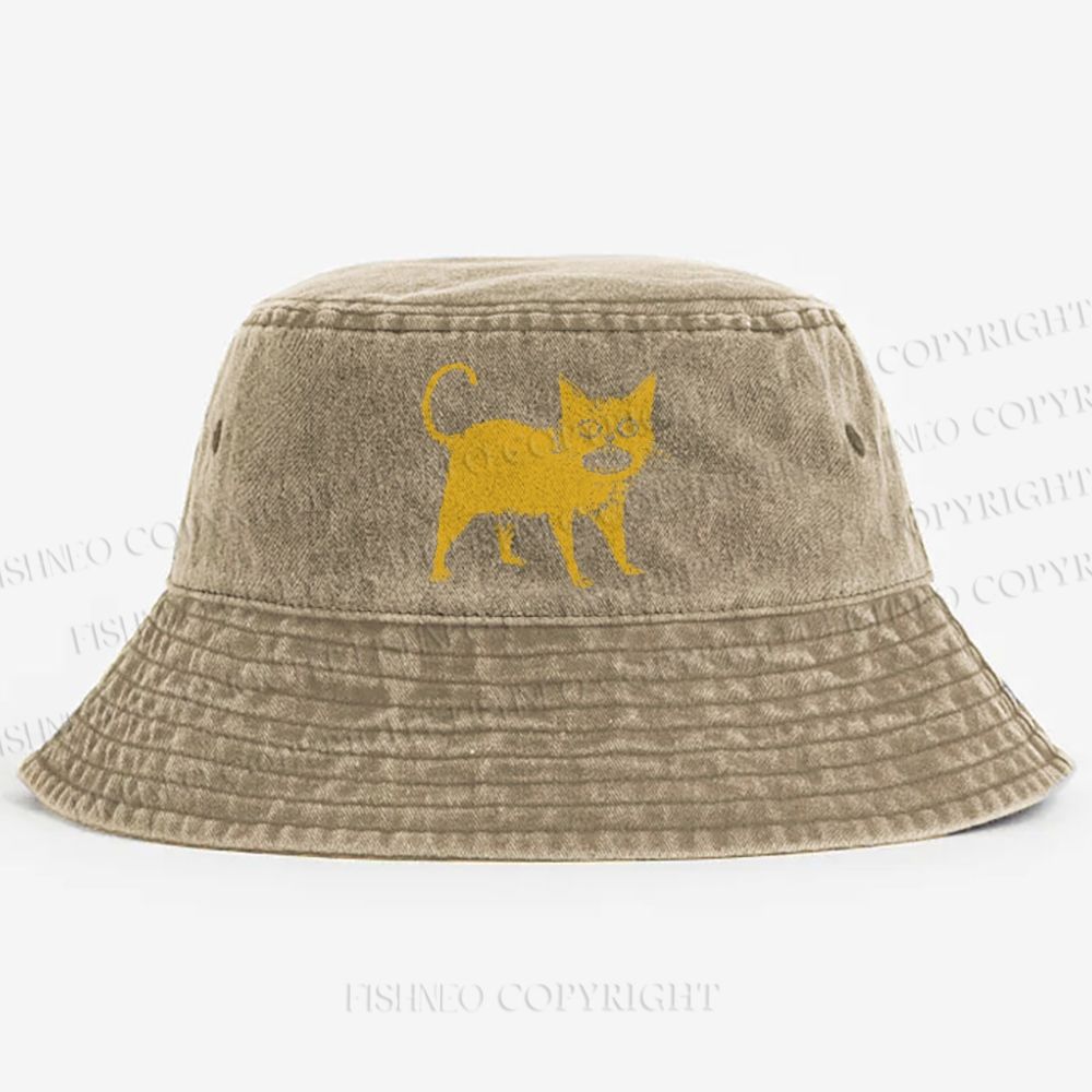 Horrible Japanese Cat Vintage Washed Bucket Hat
