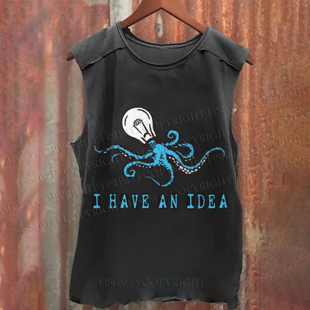 Vintage Octopus I Have An Idea Washed Tank Top
