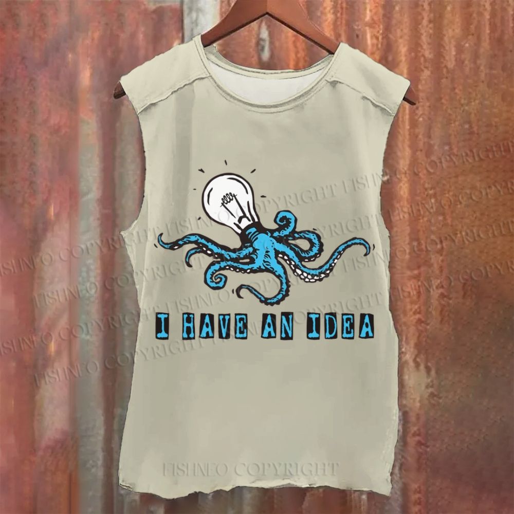 Vintage Octopus I Have An Idea Washed Tank Top