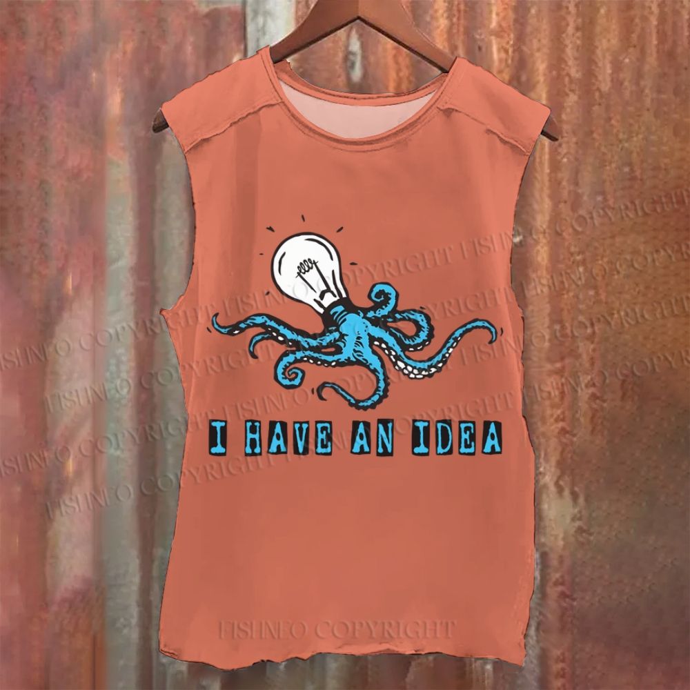 Vintage Octopus I Have An Idea Washed Tank Top