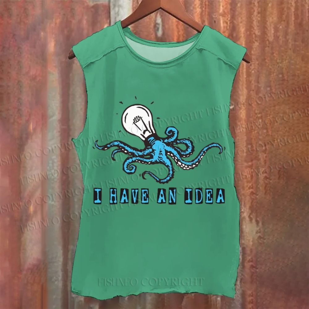 Vintage Octopus I Have An Idea Washed Tank Top