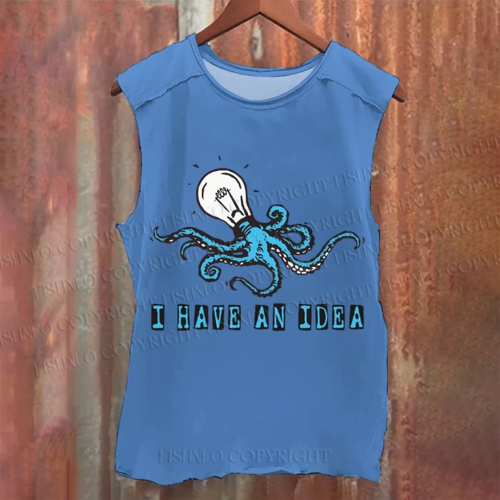 Vintage Octopus I Have An Idea Washed Tank Top