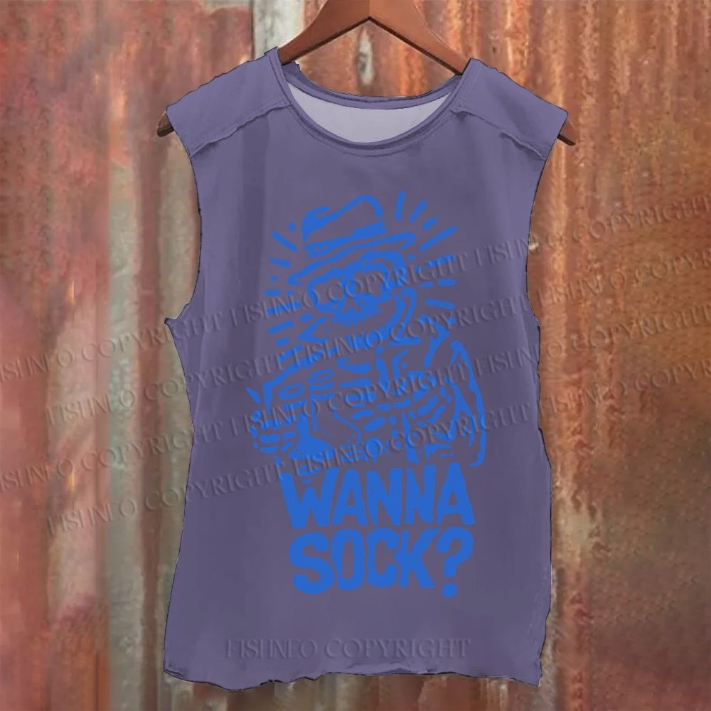 Vintage Skull Wanna A Sock Washed Tank Top