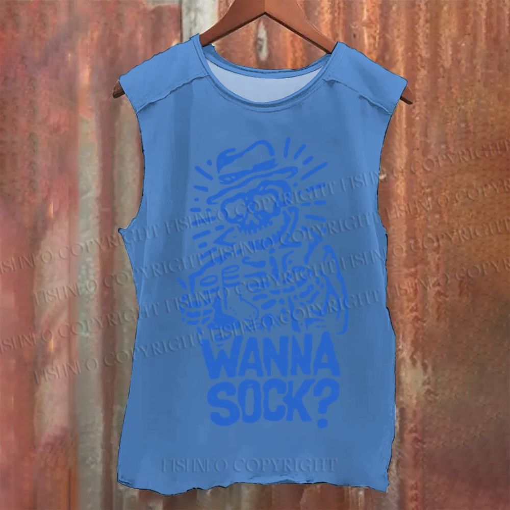 Vintage Skull Wanna A Sock Washed Tank Top