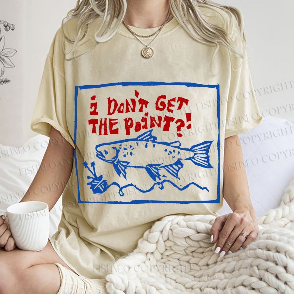 Unisex Vintage Sardine I don't Get The Point Printed Washed Tee