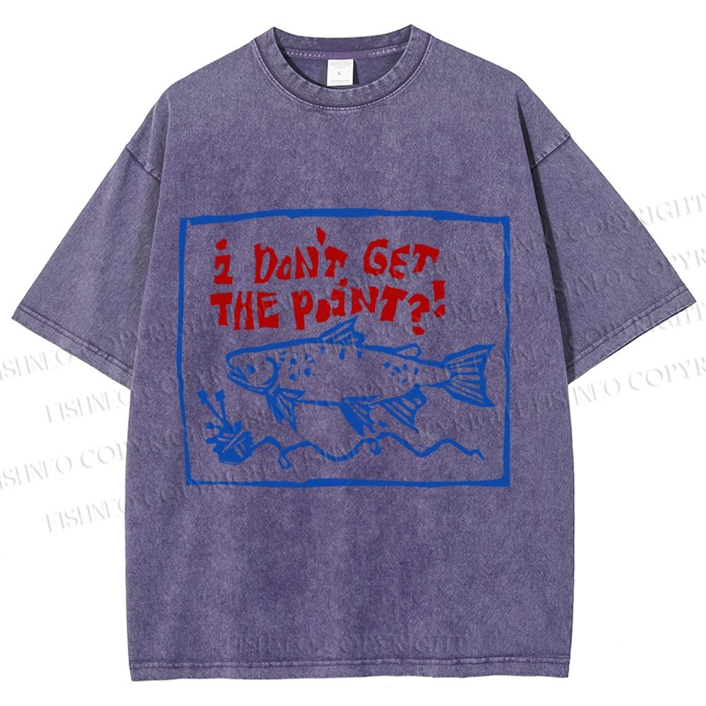 Unisex Vintage Sardine I don't Get The Point Printed Washed Tee