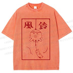Unisex Octopus Wind Chimes Printed Washed Tee