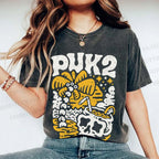 Unisex Vintage Skull On The Beach Printed Washed Tee