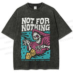 Unisex Vintage Skull Not For Nothing Printed Washed Tee