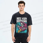 Unisex Vintage Skull Not For Nothing Printed Washed Tee