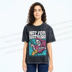 Unisex Vintage Skull Not For Nothing Printed Washed Tee