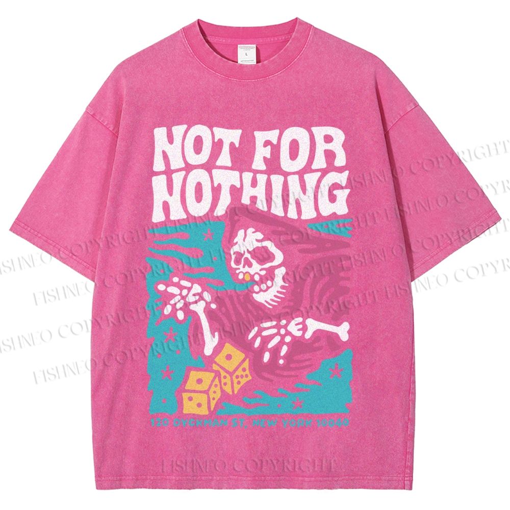 Unisex Vintage Skull Not For Nothing Printed Washed Tee