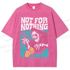 Unisex Vintage Skull Not For Nothing Printed Washed Tee