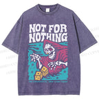 Unisex Vintage Skull Not For Nothing Printed Washed Tee