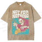 Unisex Vintage Skull Not For Nothing Printed Washed Tee