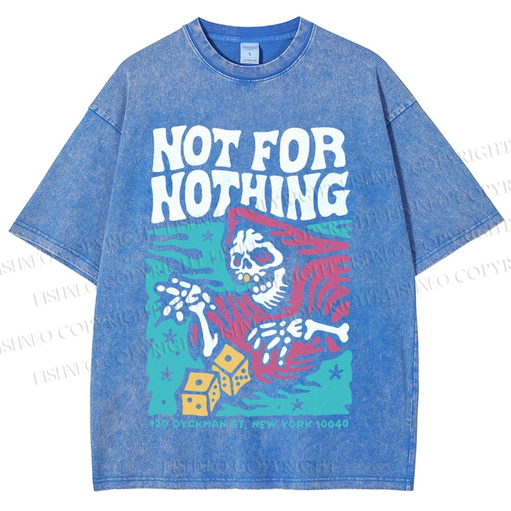 Unisex Vintage Skull Not For Nothing Printed Washed Tee