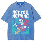 Unisex Vintage Skull Not For Nothing Printed Washed Tee