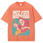 Unisex Vintage Skull Not For Nothing Printed Washed Tee
