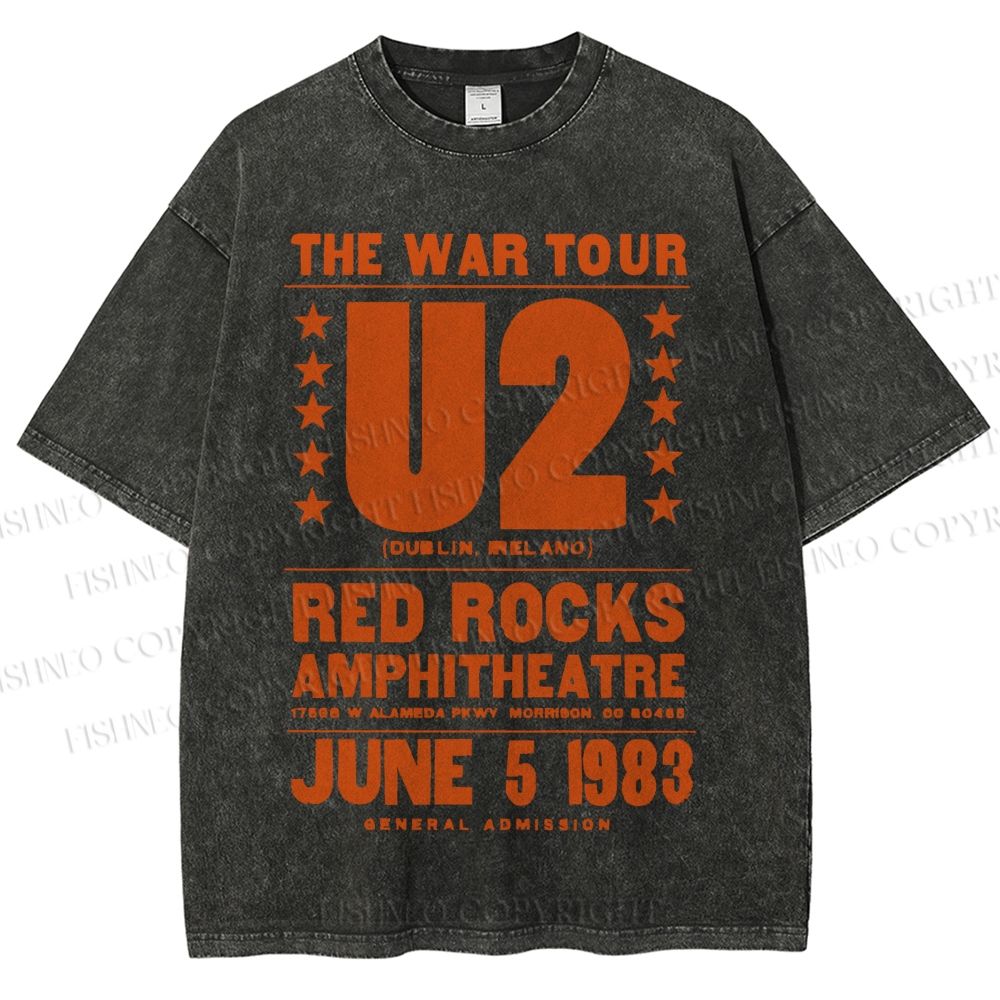 Unisex U2 Red Rocks Printed Washed Tee