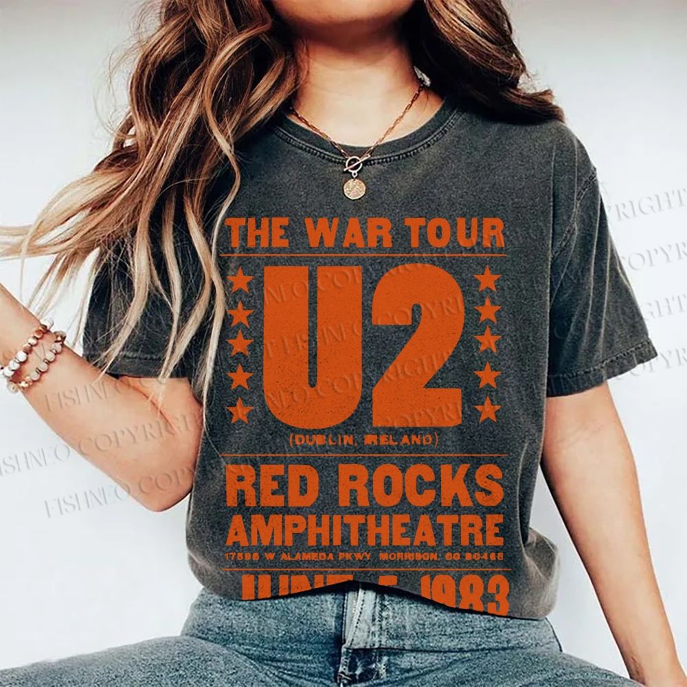 Unisex U2 Red Rocks Printed Washed Tee