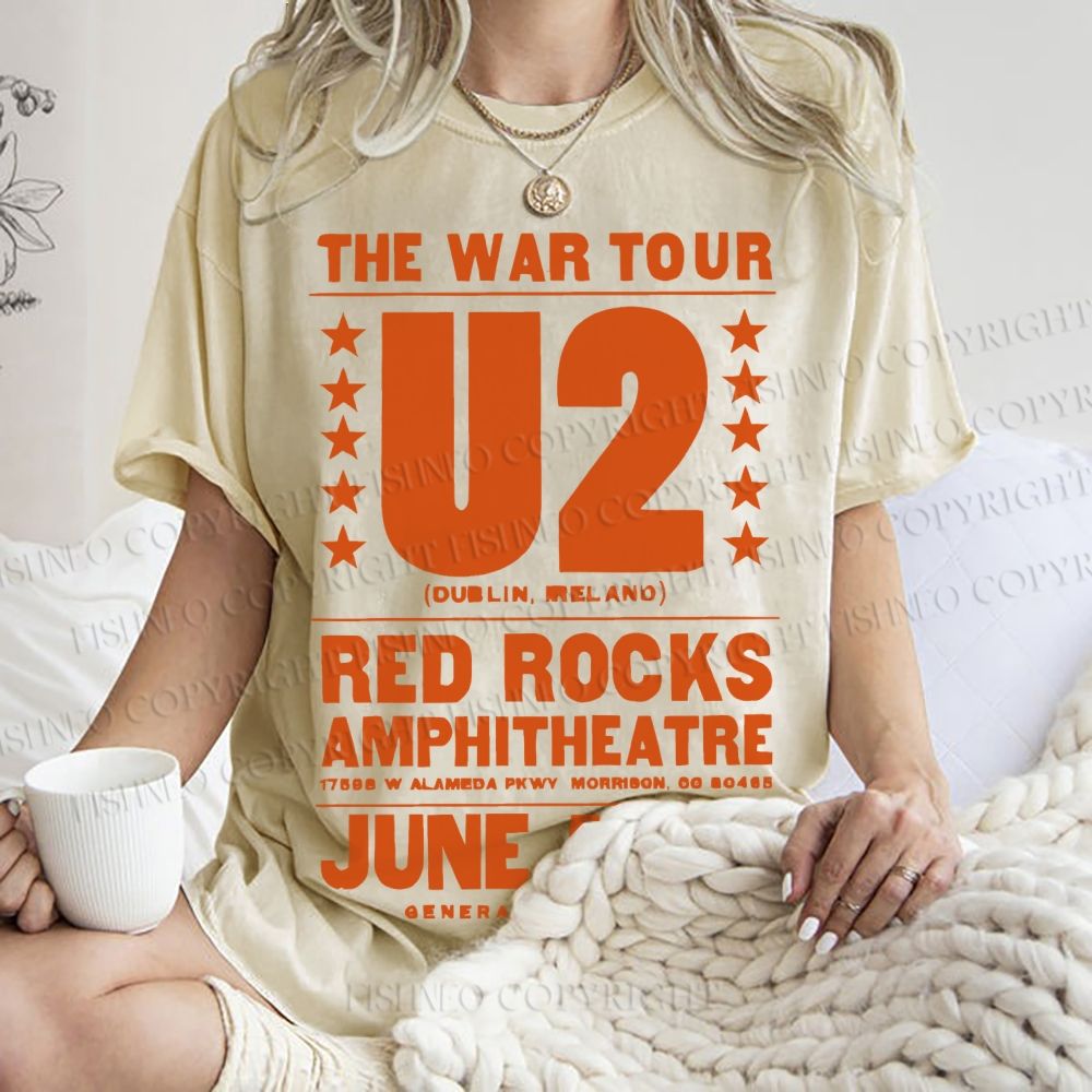 Unisex U2 Red Rocks Printed Washed Tee