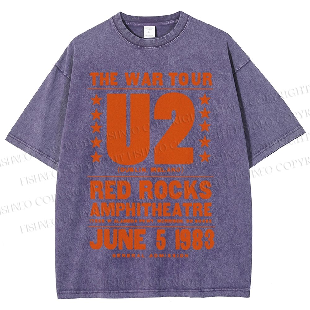 Unisex U2 Red Rocks Printed Washed Tee