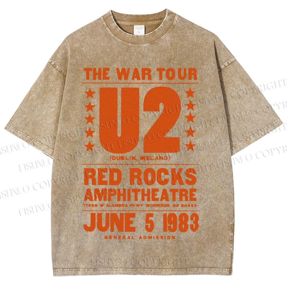 Unisex U2 Red Rocks Printed Washed Tee