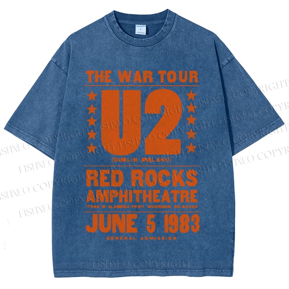 Unisex U2 Red Rocks Printed Washed Tee