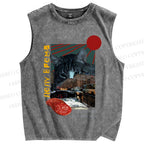 Unisex Vintage Cat Collage Printed Washed Tank Top