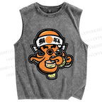 Unisex Vintage Japanese Octopus Printed Washed Tank Top
