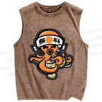 Unisex Vintage Japanese Octopus Printed Washed Tank Top